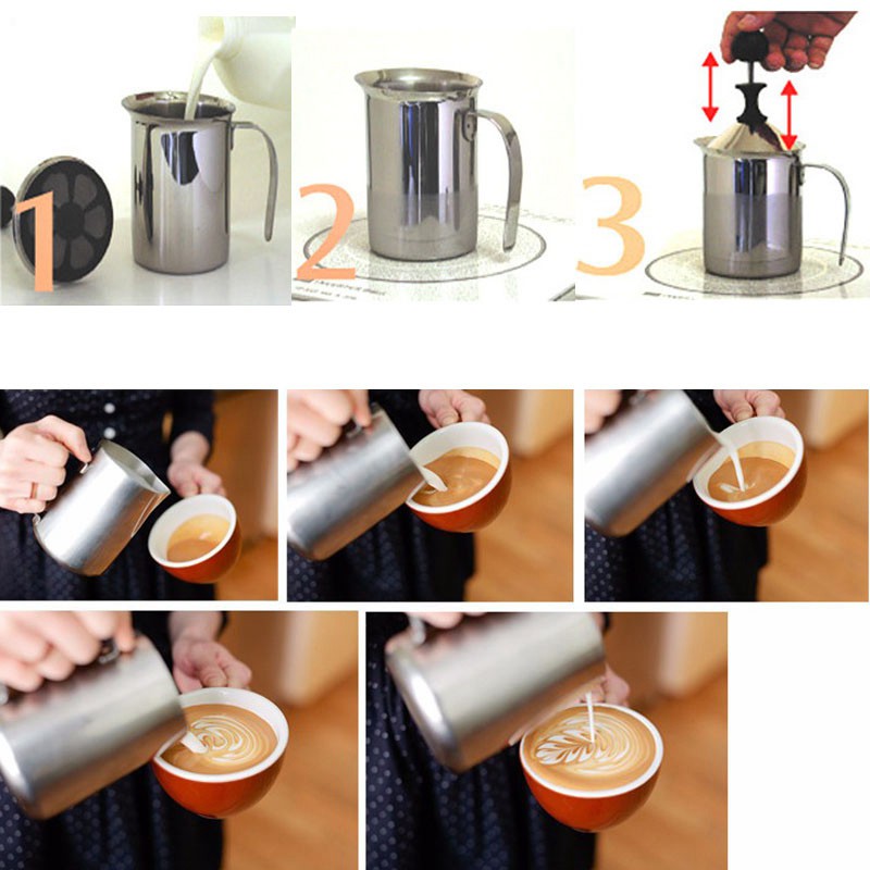 Dụng Cụ Tạo Bọt Sữa Cappucino Bằng Thép Không Gỉ 800ml