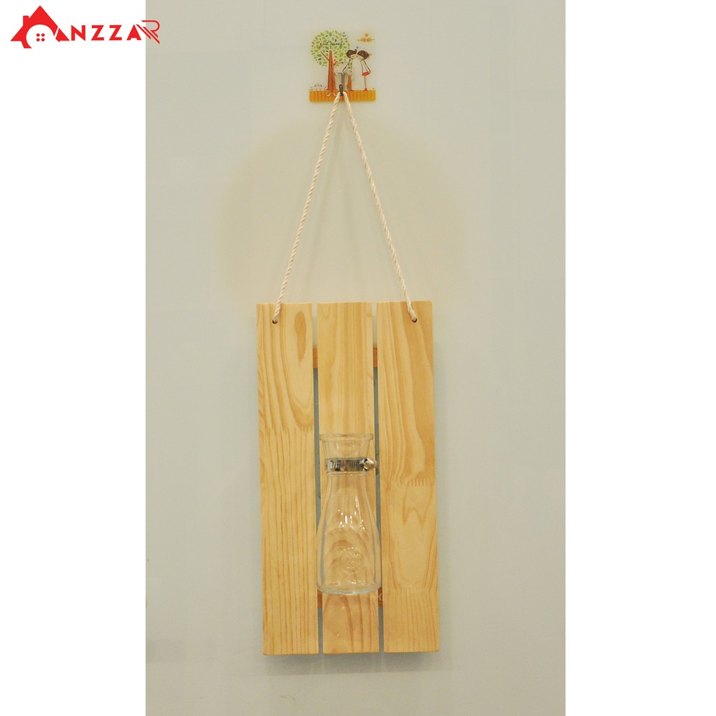 Bộ khung gỗ lọ thủy tinh trồng cây thủy sinh treo tường trang trí, Kệ gỗ trang trang trí Anzzar đẹp