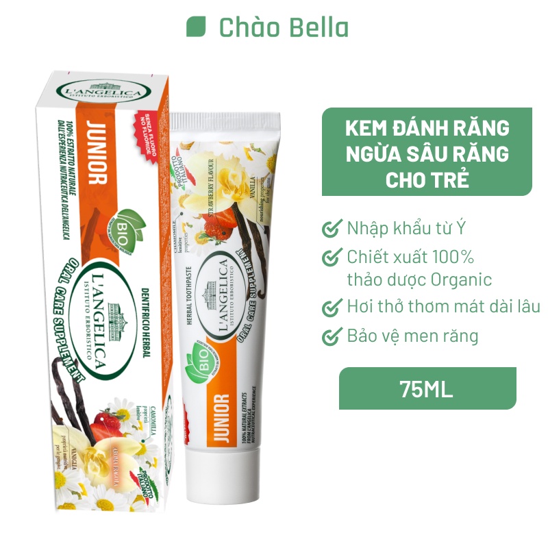 Kem Đánh Răng Thảo Dược Dành Cho Bé Yêu L'angelica Toothpaste Junior 50ml - @chaobella