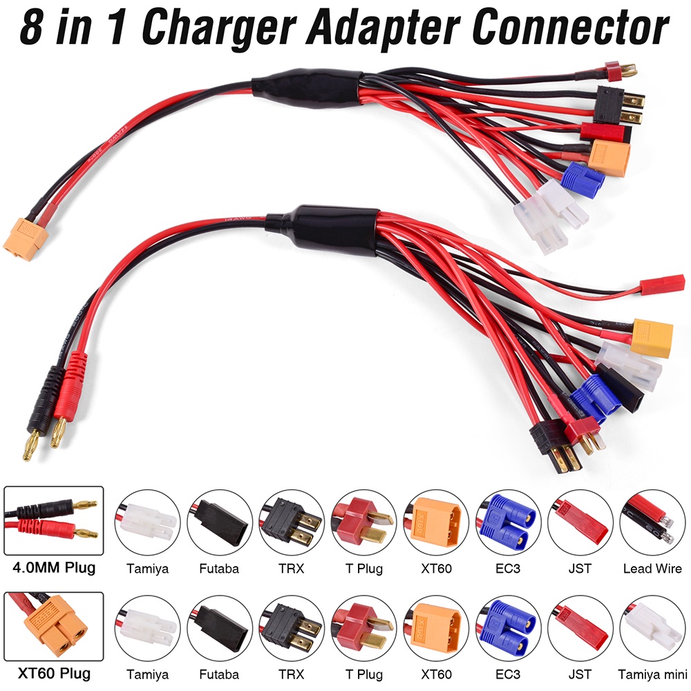 TAMIYA Dây Cáp Sạc Pin Lipo RC Drone Imax B6 B6AC 8 Trong 1 4.0mm