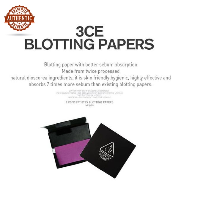 (CHÍNH HÃNG SỈ) Giấy Thấm Dầu 3CE BLOTTING PAPERS 60 Miếng