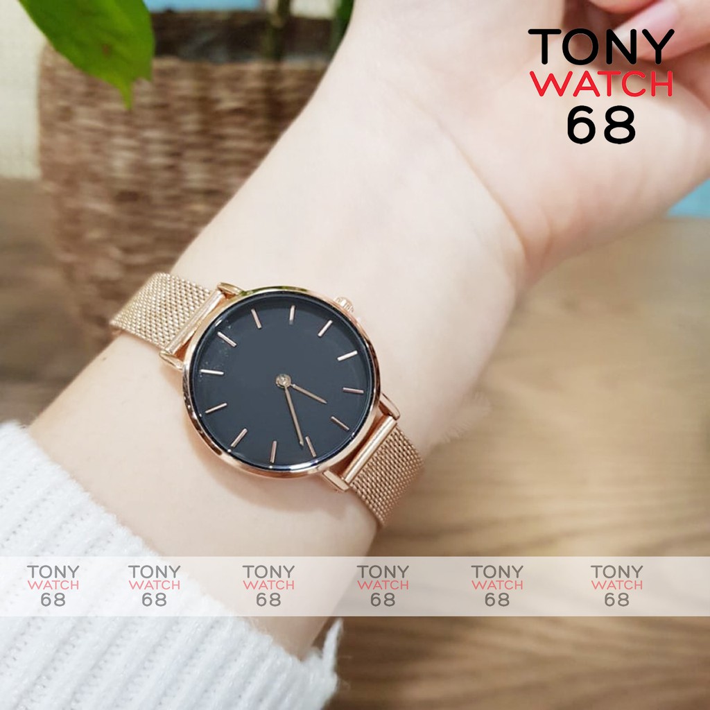 Đồng hồ nữ dây kim loại vàng hồng size 26mm chính hãng Tony Watch 68 | BigBuy360 - bigbuy360.vn