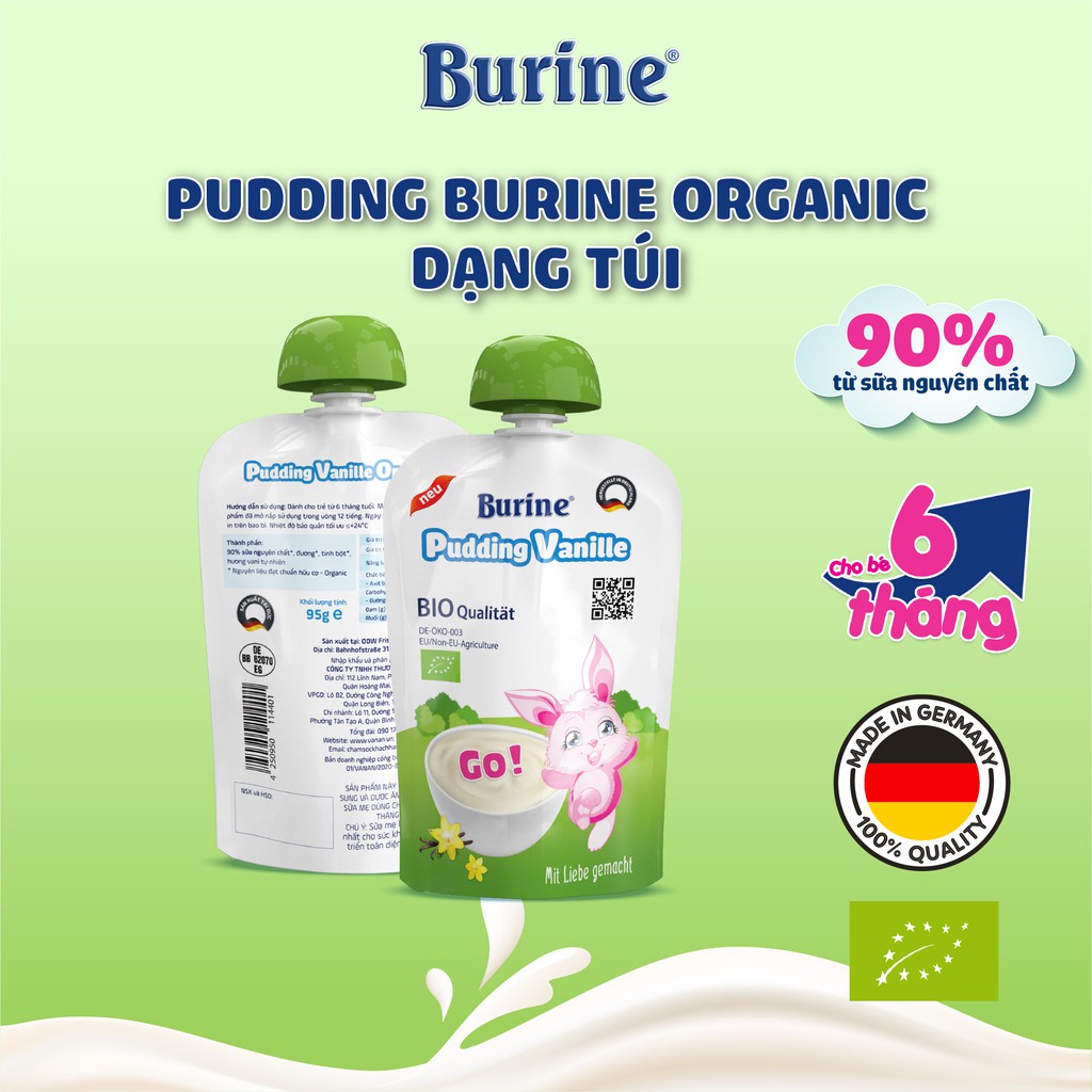 Pudding Ăn Dặm Burine Organic Dạng Túi Cung Cấp Vitamin Và Bổ Sung Năng Lượng Cho Bé Từ 6 Tháng Tuổi - 20418