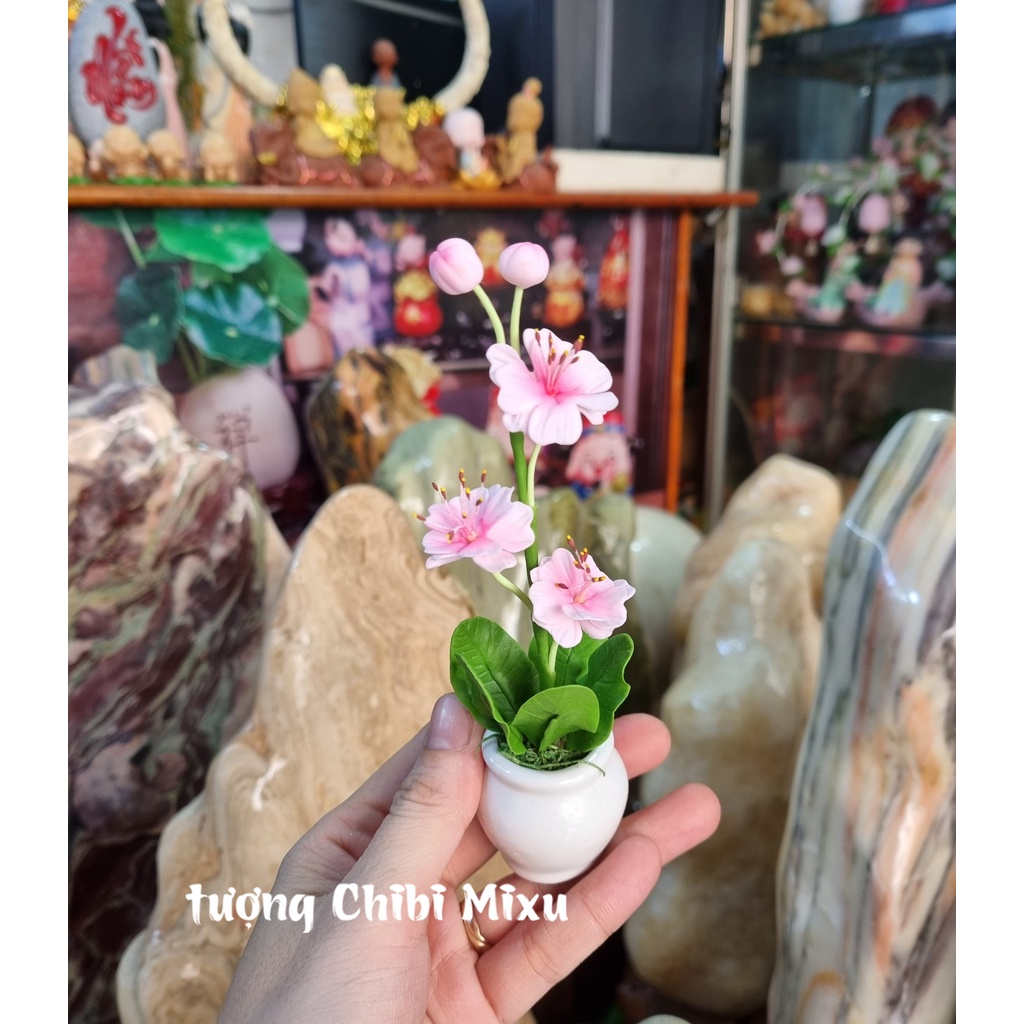 Chậu hoa Nhài bằng đất sét Nhật y hình