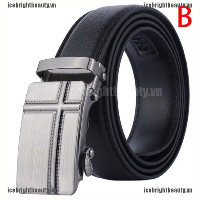 Thắt Lưng Da Màu Đen Có Khóa Tự Động Thời Trang Công Sở Cho Nam