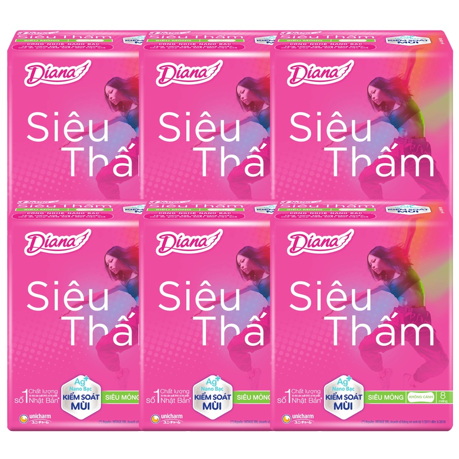 [BVS] Băng vệ sinh Diana Siêu mỏng Siêu thấm Cánh/ Không Cánh