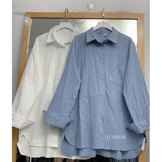 Áo Sơ Mi Trắng Cổ Đức Form Rộng Một Bên Túi Ngực - A.191 | BigBuy360 - bigbuy360.vn