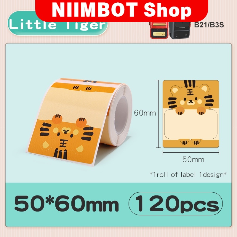 Nhãn Dán Tên Tự Dính Chống Nước B21 / B3S / B203 In Họa Tiết Động Vật Dễ Thương - 1