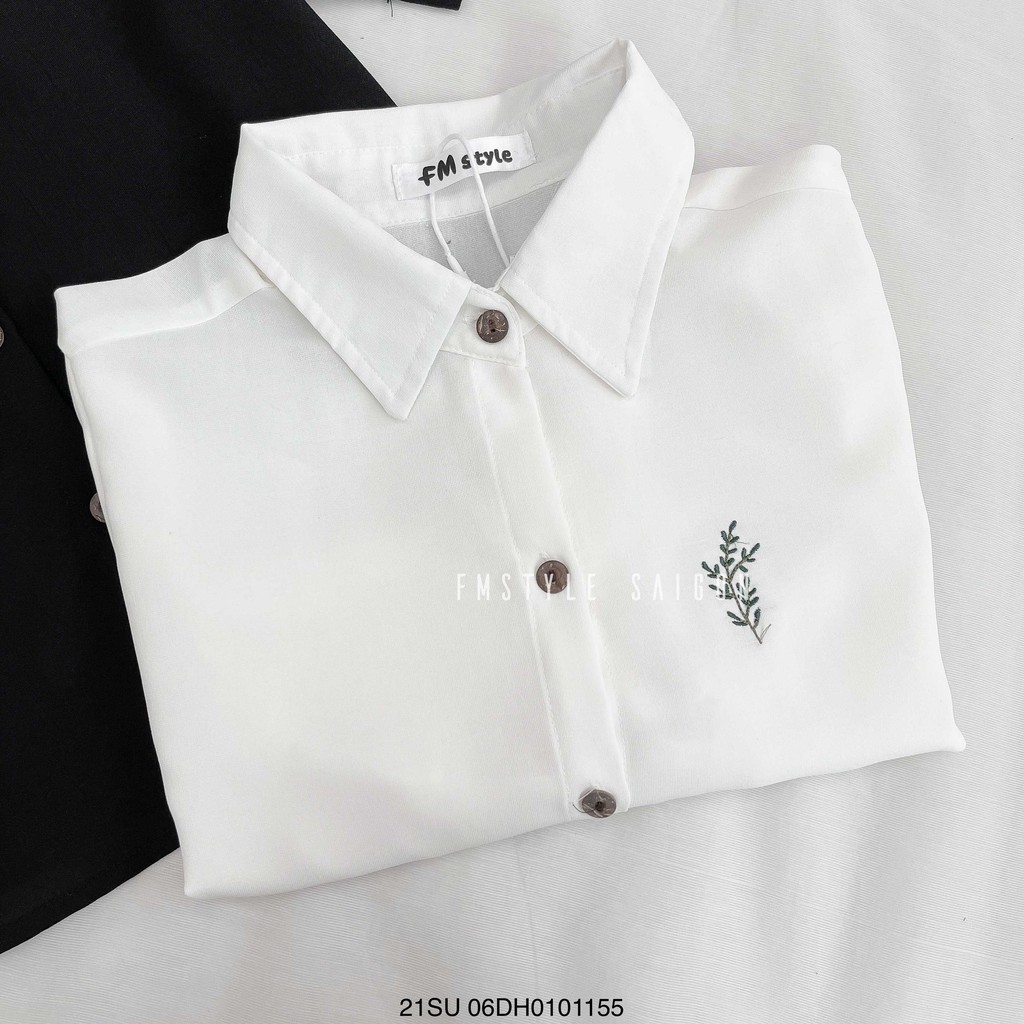 Áo sơ mi tay ngắn VM STYLE thêu cành cây ulzzang thời trang nữ 21SU06DH0101