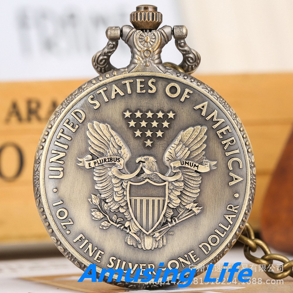 Quartz Pocket Watch Mới Lớn Thạch Anh Đồng Hồ Bỏ Túi Một Ounce American Eagle Xu Họa Tiết Đồng Hồ Bỏ Túi Cổ Tưởng Niệm Đ | BigBuy360 - bigbuy360.vn