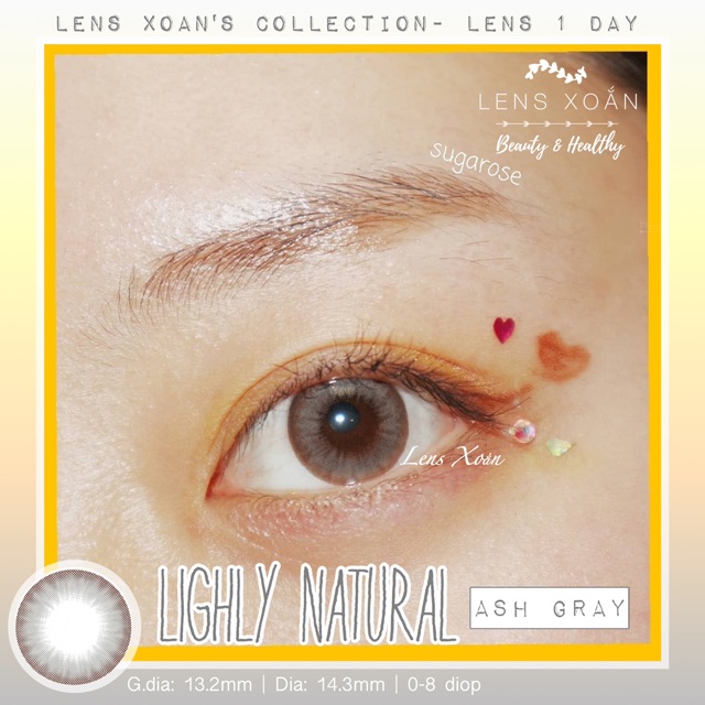 KÍNH ÁP TRÒNG 1 NGÀY LIGHLY NATURAL ASH GRAY - LENS TOWN - LENS XOẮN