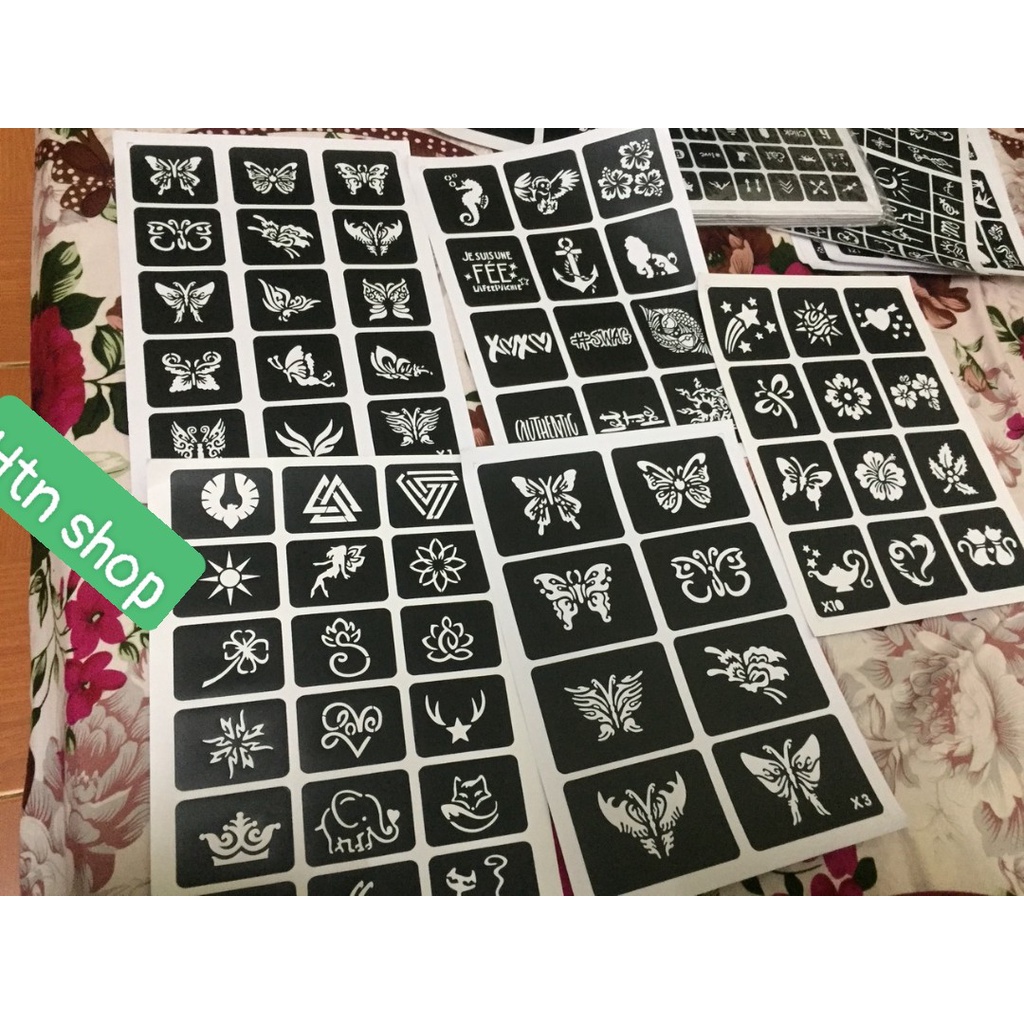 ☣️🦋🌺  KHUÔN VẼ HENNA DÙNG NHIỀU LẦN - Khuôn săm vẽ đa dạng A4☣️🦋🌺