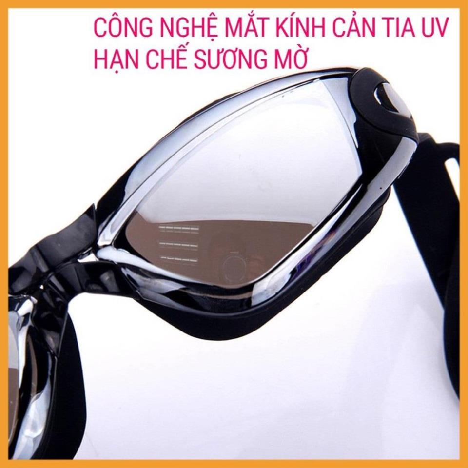 Kính bơi người lớn tráng gương kèm mũ bơi và bịt tai kẹp mũi cho nam nữ, cho bé trẻ em
