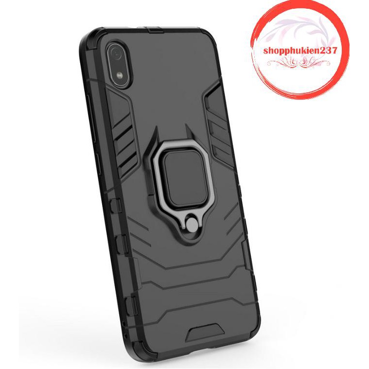 Ốp lưng Xiaomi Redmi 7A Ốp chống sốc Iron Đen Version 3 cao cấp có giá đỡ