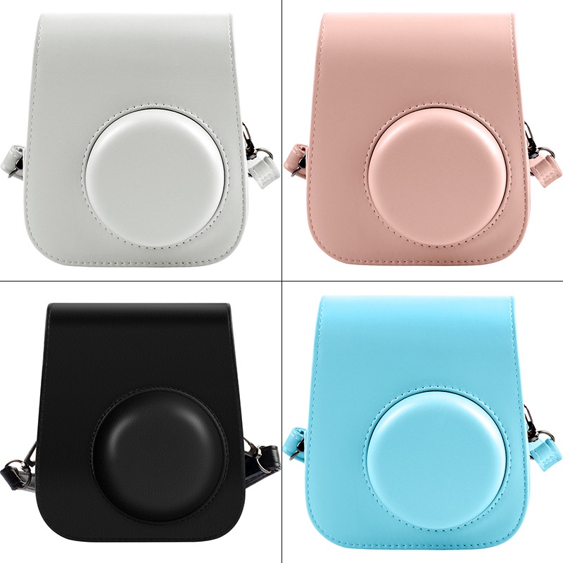 Túi bọc bảo vệ máy ảnh bằng da PU có dây đeo vai dành cho Fujifilm Instax Mini 11