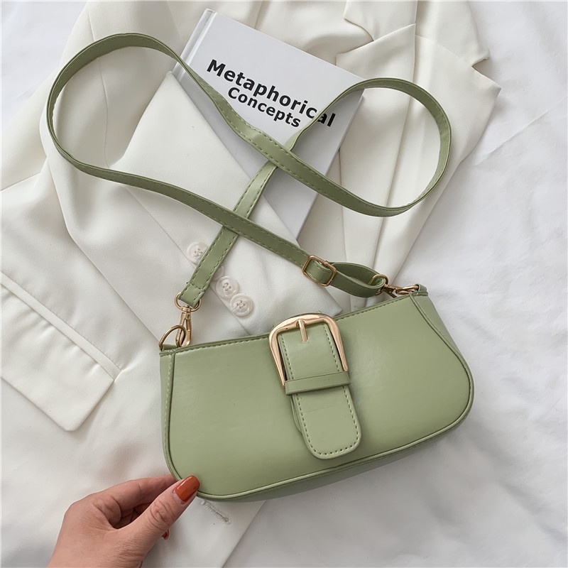 Túi Xách Nữ Trơn Cúc Bấm Phong Cách Hàn Quốc, Túi Đeo Chéo Nữ Thời Trang