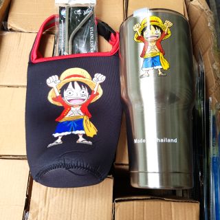 LY GIỮ NHIỆT HẢI TẶC MŨ RƠM 900ML Có túi + 2 ống hút + 1 cọ