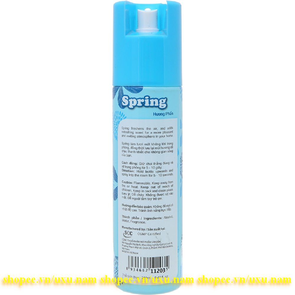 Xịt Làm Thơm Phòng 280Ml Spring Hương Phấn Chính Hãng.