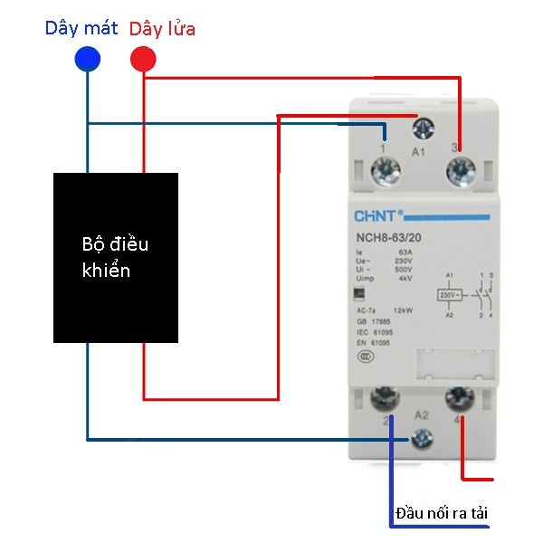 Khởi động từ 1 pha 220V CHINT NCH8 25A 40A 63A công tắc tơ contactor