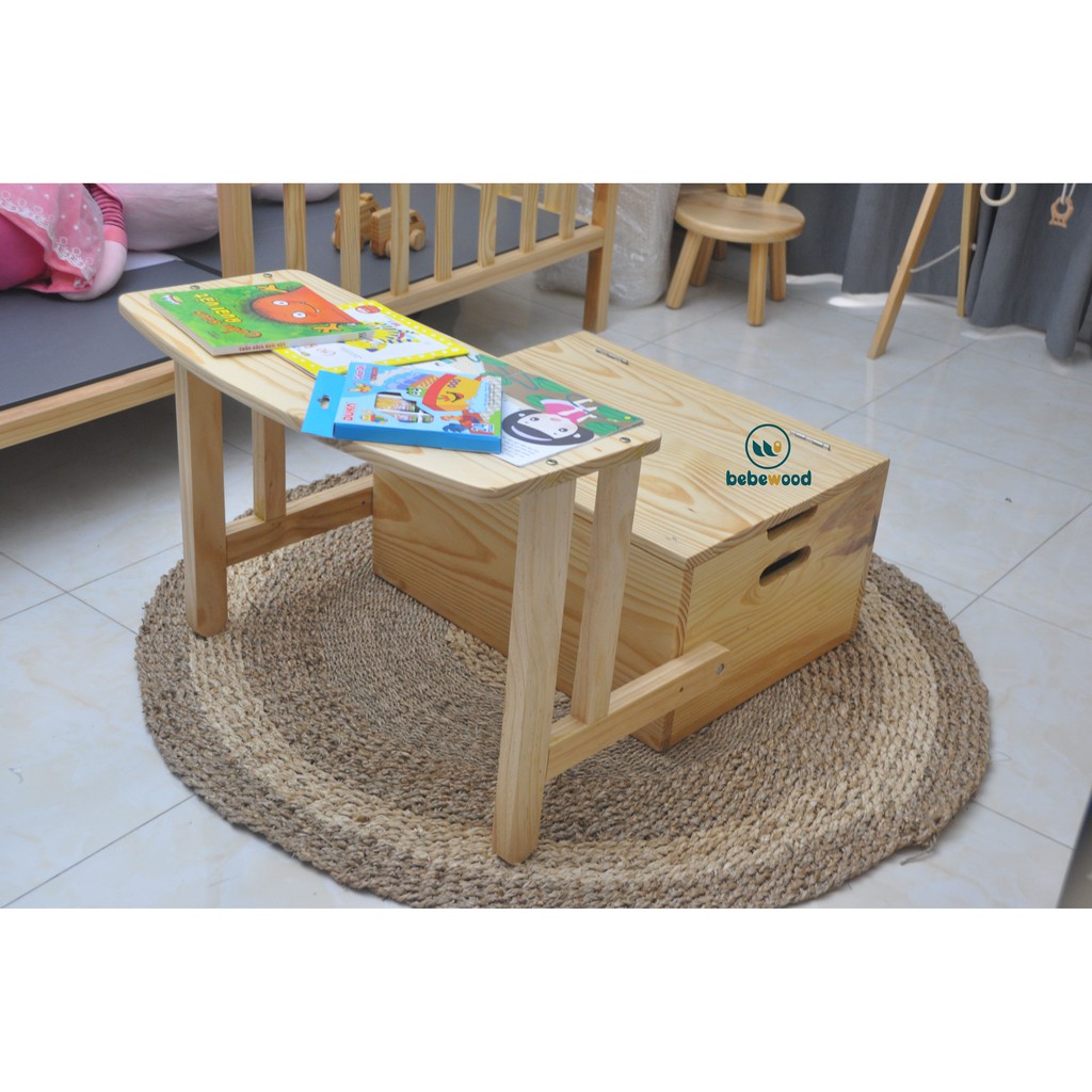 Bàn Ghế Học 3 Chức Năng Bằng Gỗ Tự Nhiên An Toàn Cho Trẻ - bebewood | BigBuy360 - bigbuy360.vn