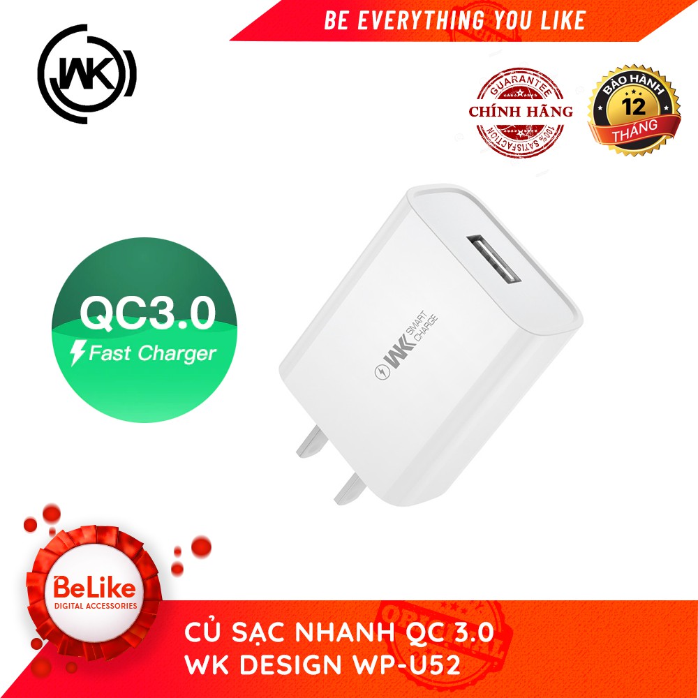 Củ sạc Nhanh Qc 3.0 Remax WK WP-U52 Cheetah