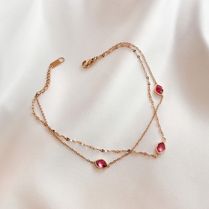Lắc chân mạ vàng hồng 18k hình đôi môi thời trang Hàn Quốc