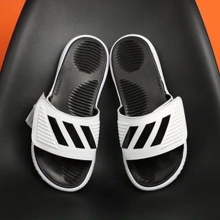 Dép quai ngang Alphabounce quai dán xé trắng sọc đen [Full Box]