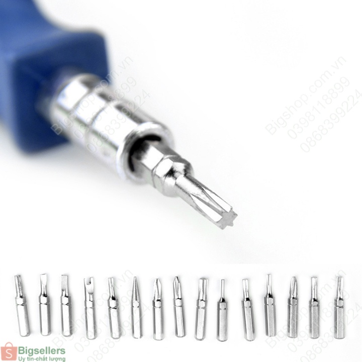 (Bigseller) Bộ tua vít mini 16 chi tiết (15 đầu và 01 tay cầm) đầu có nam châm từ tính