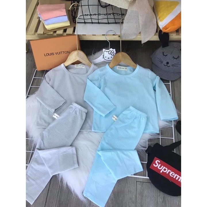 Bộ Dài Tay Cho Bé Chất Cotton Tăm Tre Mặc Nằm Điều Hòa, Mặc Thu Đông K022