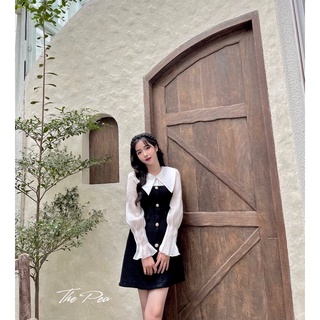 [ ẢNH THẬT + VIDEO ] SOPHIA DRESS new black ver - Đầm dạ tweed đen cao cấp phối tơ ón trắng #1