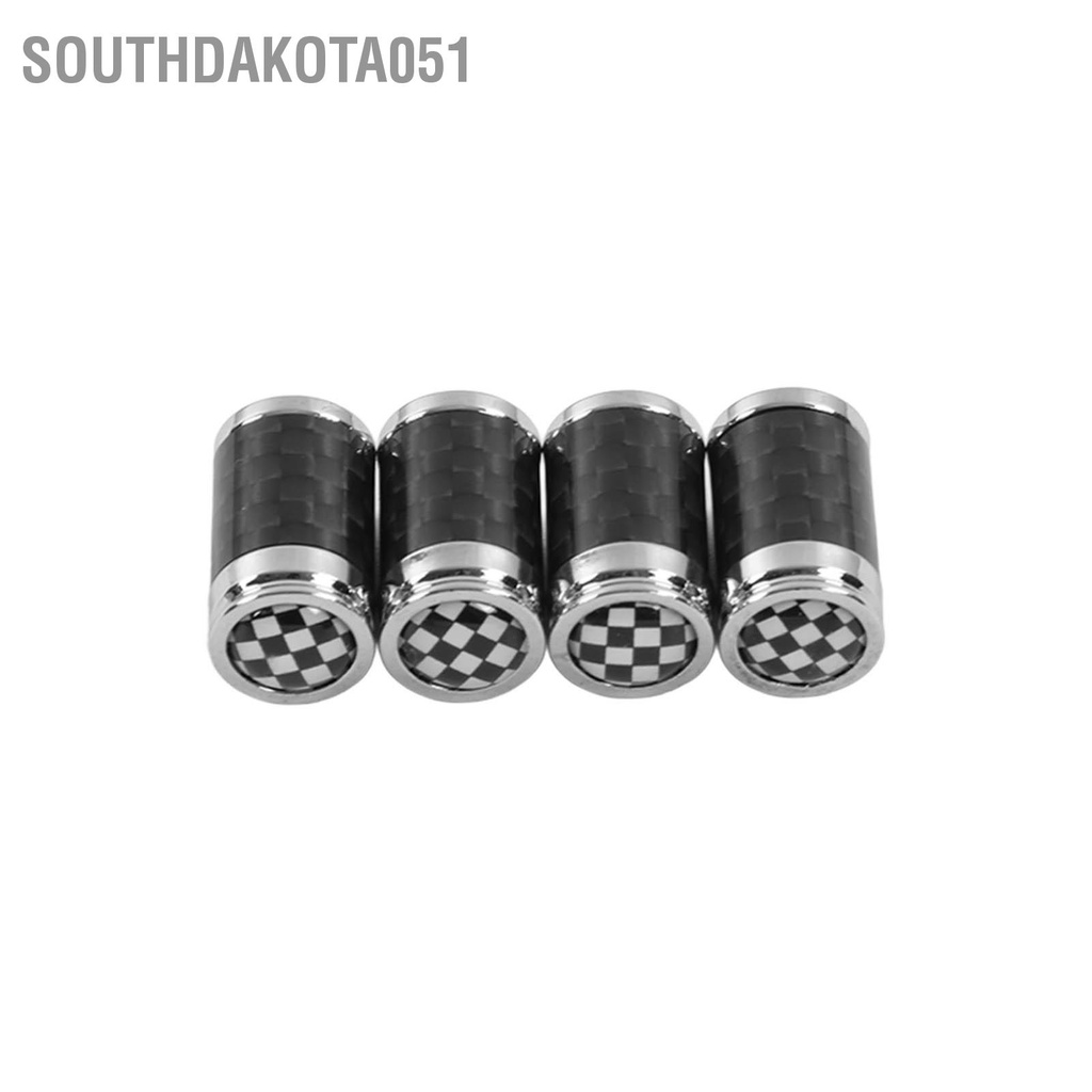 Set 4 cái van lốp ô tô bằng sợi carbon hợp kim nhôm màu đen trắng kẻ sọc thay thế cho Mini Hatch Cabrio