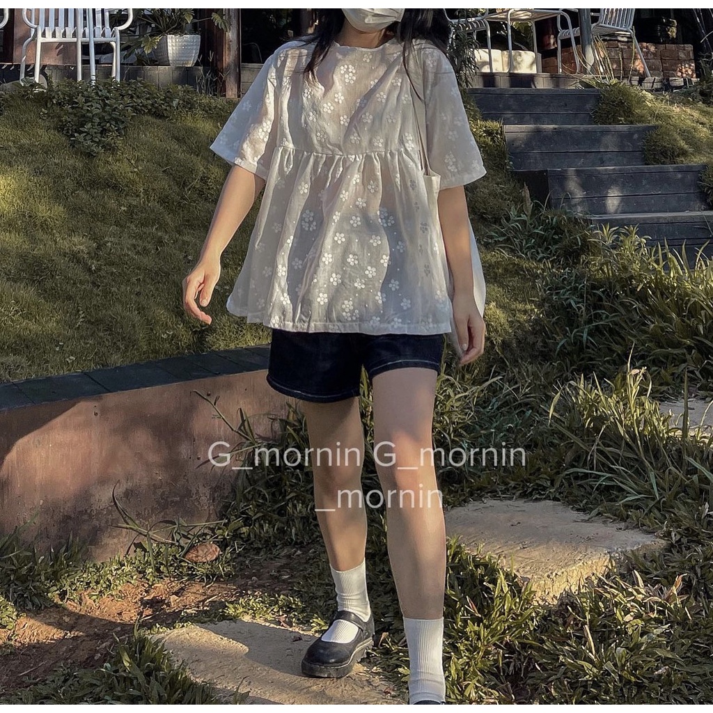 Quần Short Jean Chỉ Nổi PEONYB Nữ [FREESHIP] 🌸 Sooc đùi ống rộng cạp cao phong cách vintage đường phố hàn quốc Ulzzang 🌸 | BigBuy360 - bigbuy360.vn