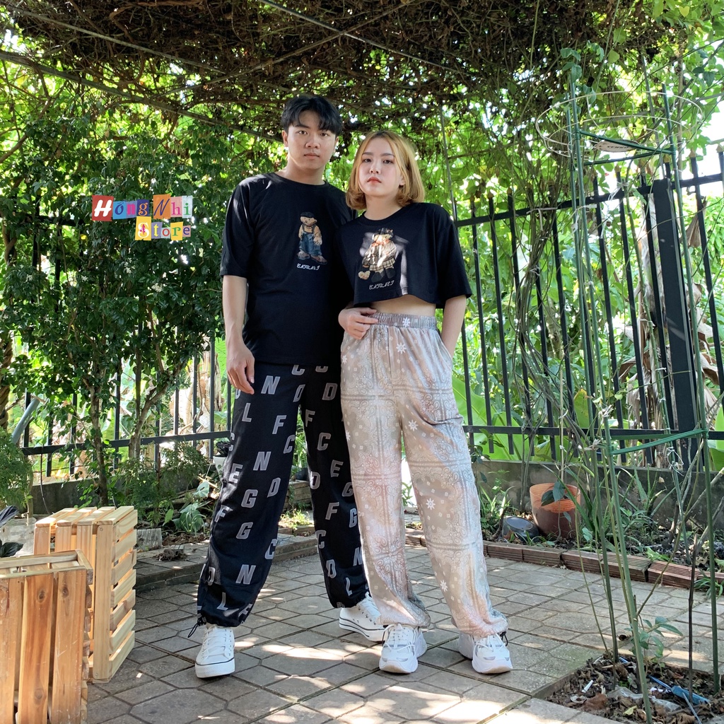 Quần Jogger 3D Ulzzang Unisex Jogger Chữ Cái Dây Rút Lai Ống Rộng V2 - MM