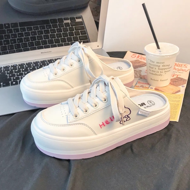 Giày đạp gót bánh mì hình thỏ đế tím ulzzang