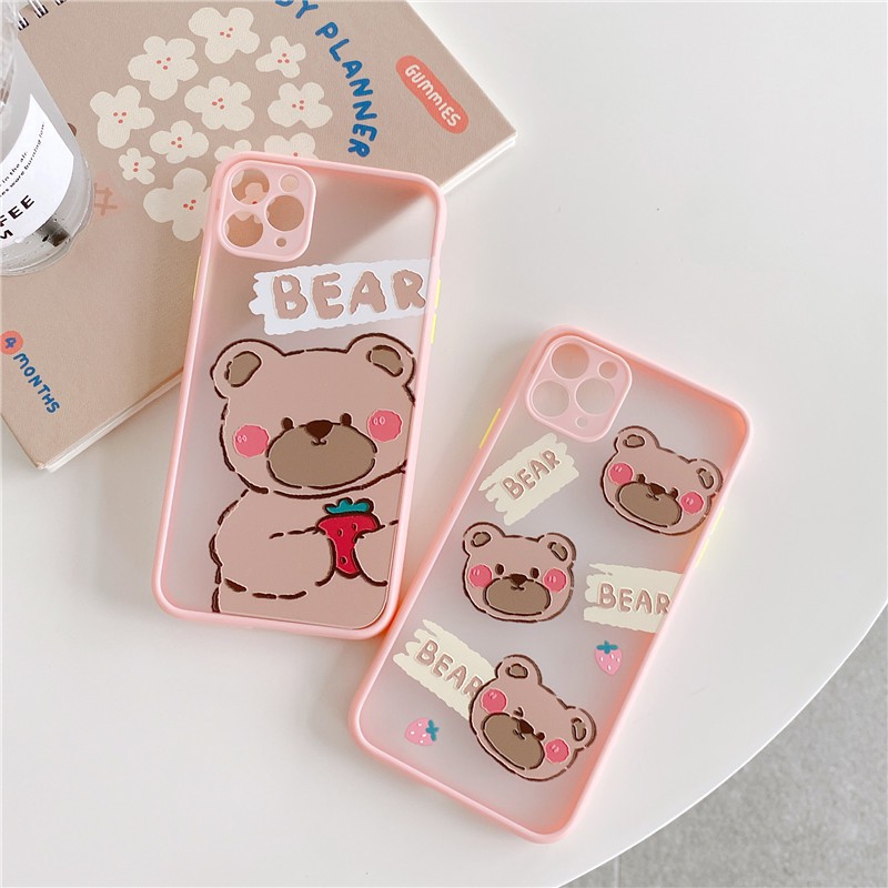 Ốp lưng xiaomi redmi 10/note 10 /note 8/ note 8 pro/ note 7/ note 9/ note 9s/ redmi 8/8A nhám mẫu Gấu Bear bảo vệ camera