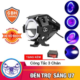 ĐÈN TRỢ SÁNG CHO XE MÁY - XE ĐẠP ĐIỆN U7 [TẶNG KÈM CÔNG TẮC]