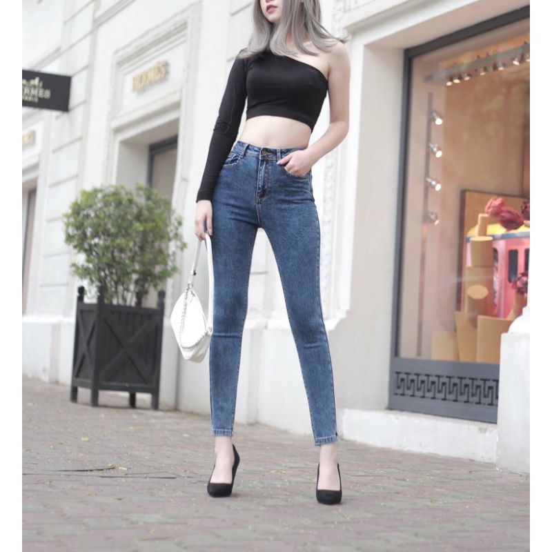 Quần jean skinny xanh đá chic pel 2kg