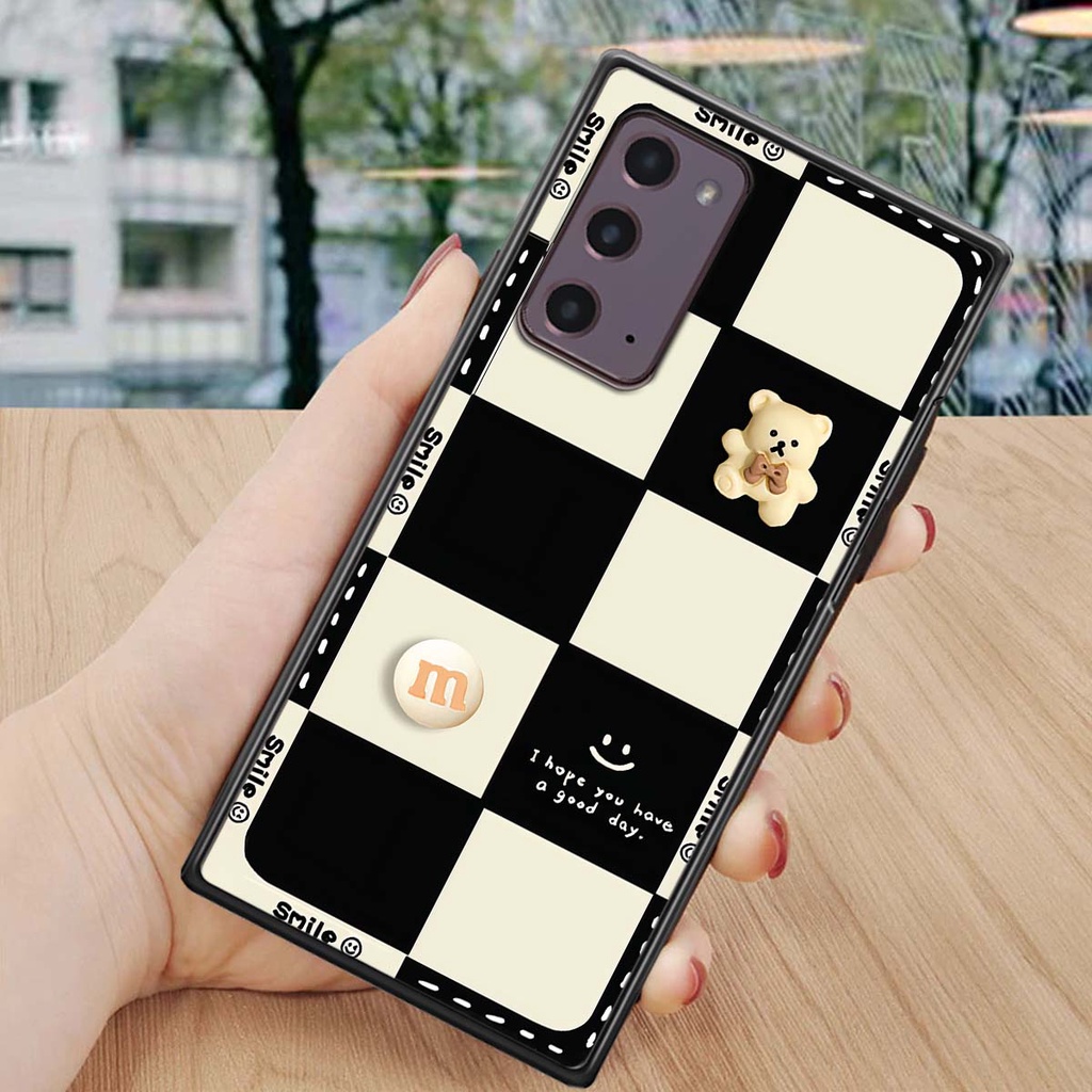 Ốp Samsung Note 20 Ultra gấu Bear rick caro vuông thời trang siêu đẹp