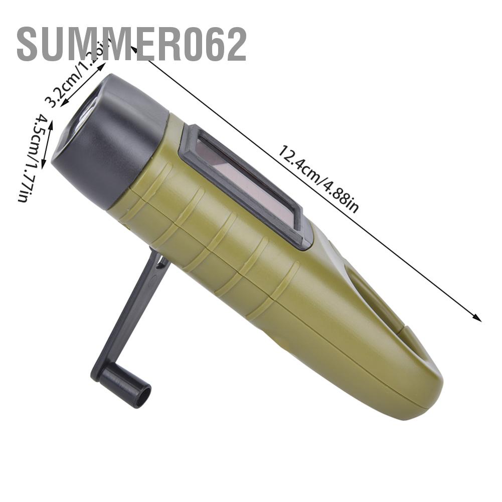 Summer062 AT5503 ABS Plastic Solar Hand Crank Flashlight Emergency LED Portable Torch for Climbing Camping