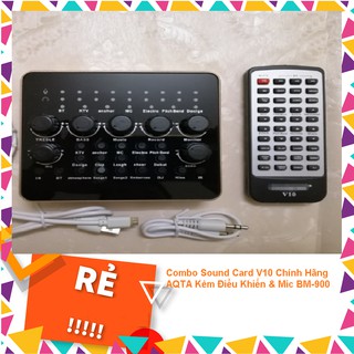Combo Sound Card V10 Chính Hãng AQTA Kèm Điều Khiển & Mic BM-900 Thu Âm Hát Live Stream - Hát karaoke Cực Hay