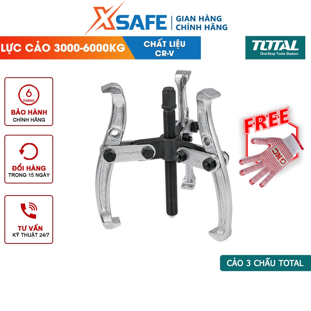 Cảo 3 chấu đa năng cao cấp TOTAL thép Cr-V cứng không gỉ chịu lực cực tốt gia công sửa chữa đá gỗ kim loại kính
