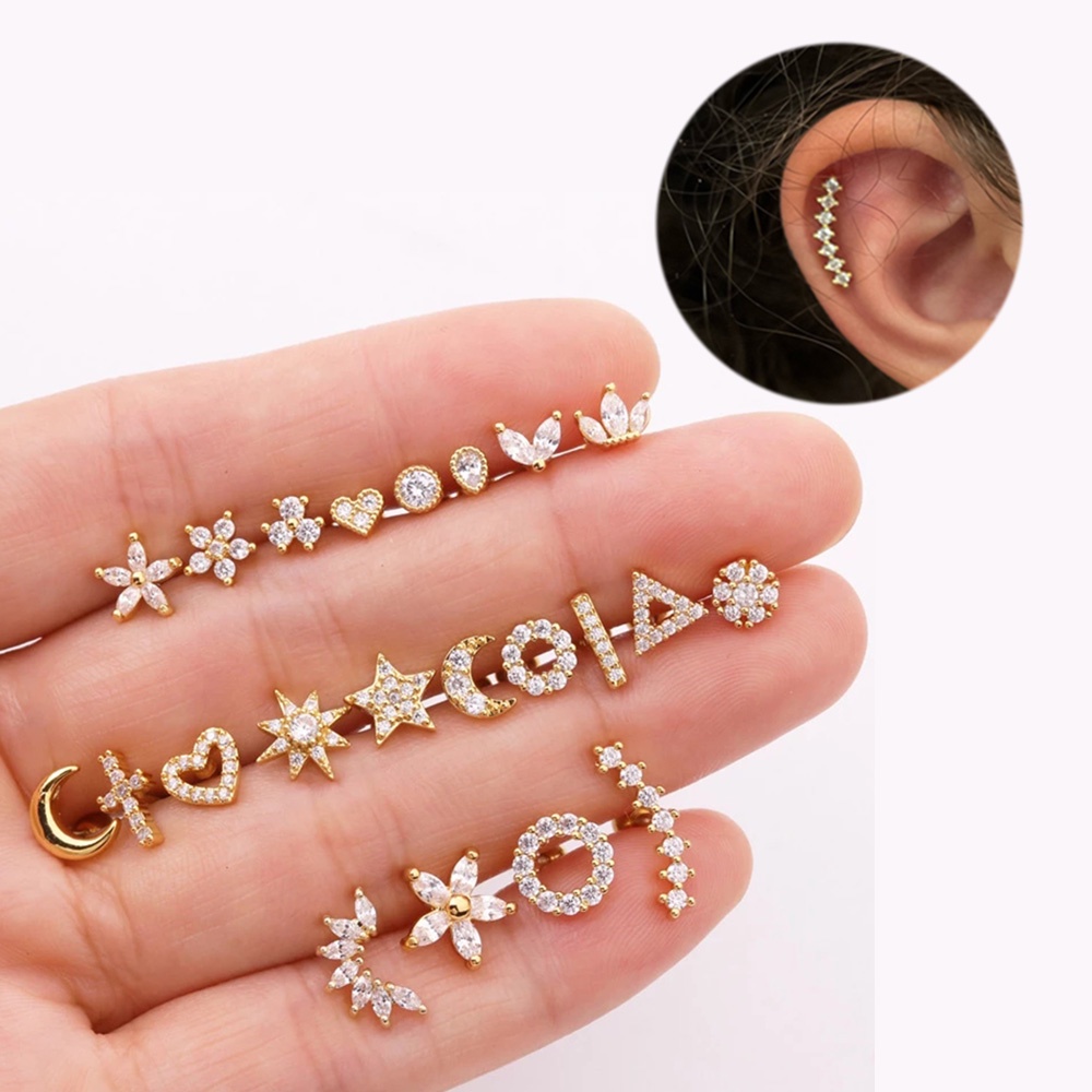 1 Khuyên Xỏ Sụn Tai Đính Đá Zircon Dễ Thương KAE269