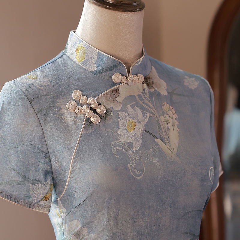 Sườn Xám Truyền Thống Trung Hoa Ngắn Tay Ôm Dáng Thanh Lịch Cho Nữ Cỡ S-3XL