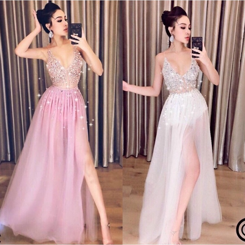ĐẦM MAXI KẾT CƯỜM XẺ ĐÙI full sizeS/M/L/XL