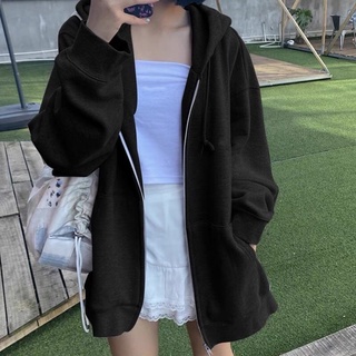 Áo khoác nỉ hoodie zip áo khoác nữ màu trơn