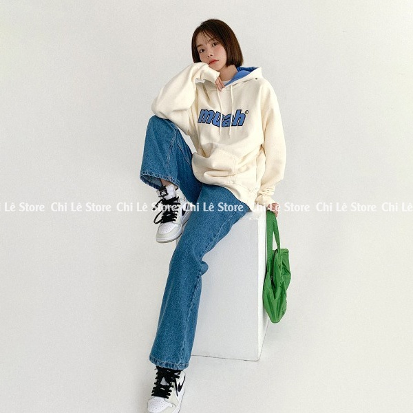 Áo Hoodie Signature Muahmuah  nỉ trơn thêu logo dây kéo Unisex nam nữ