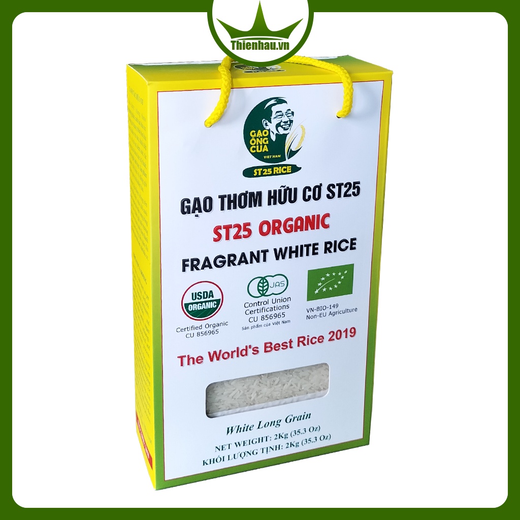 Gạo hữu cơ ST25 Ông Cua hộp 2kg