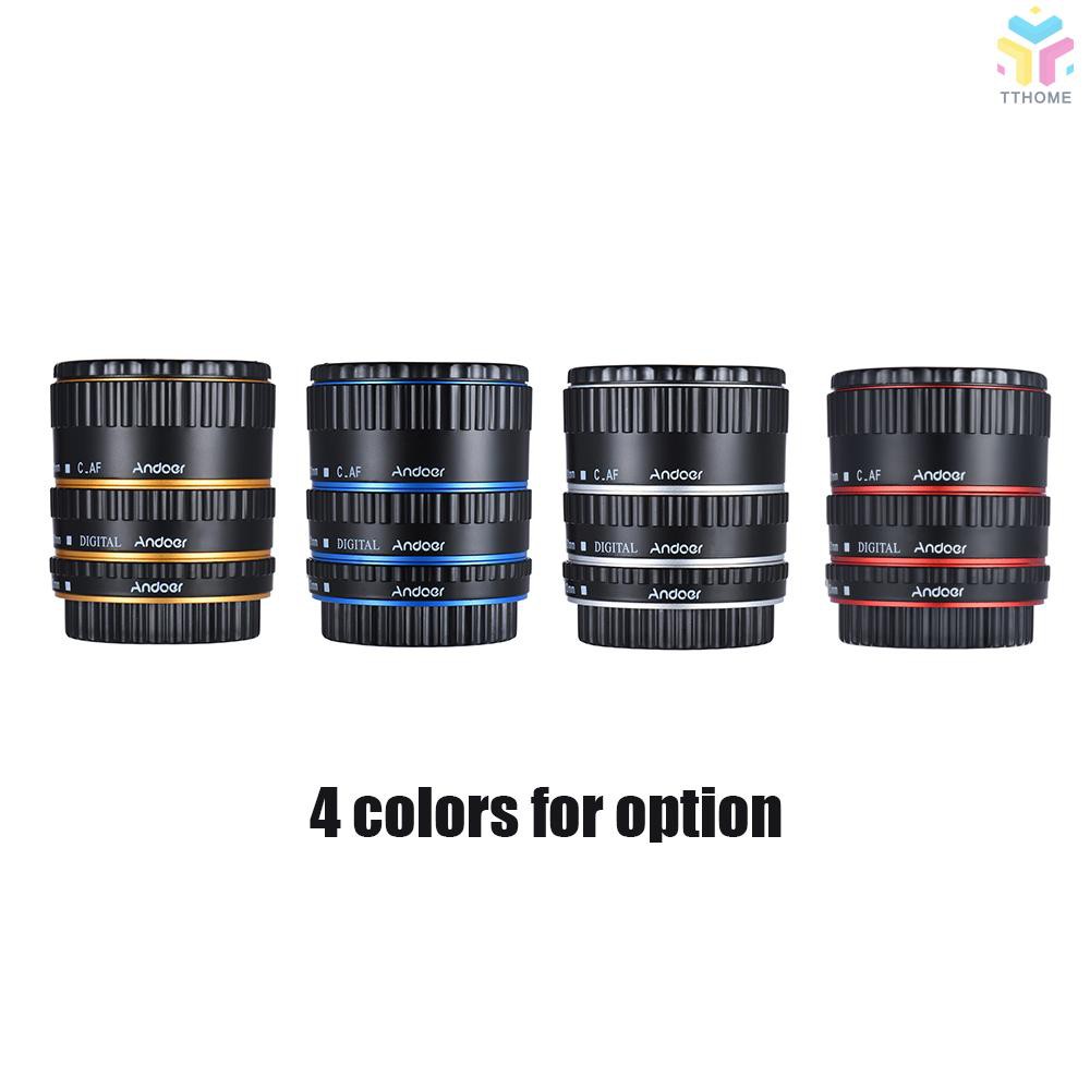 T&T Andoer Colorful Metal TTL Auto Focus AF Macro Extension Tube Ring for Canon EOS EF EF-S 60D 7D 5D II 550D Red