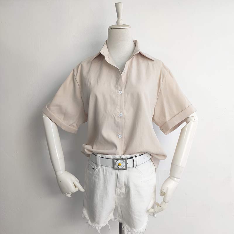  Áo Sơ Mi Tay Lửng Dáng Rộng Màu Trơn Thời Trang Hàn Quốc Cho Nữ200605 | BigBuy360 - bigbuy360.vn