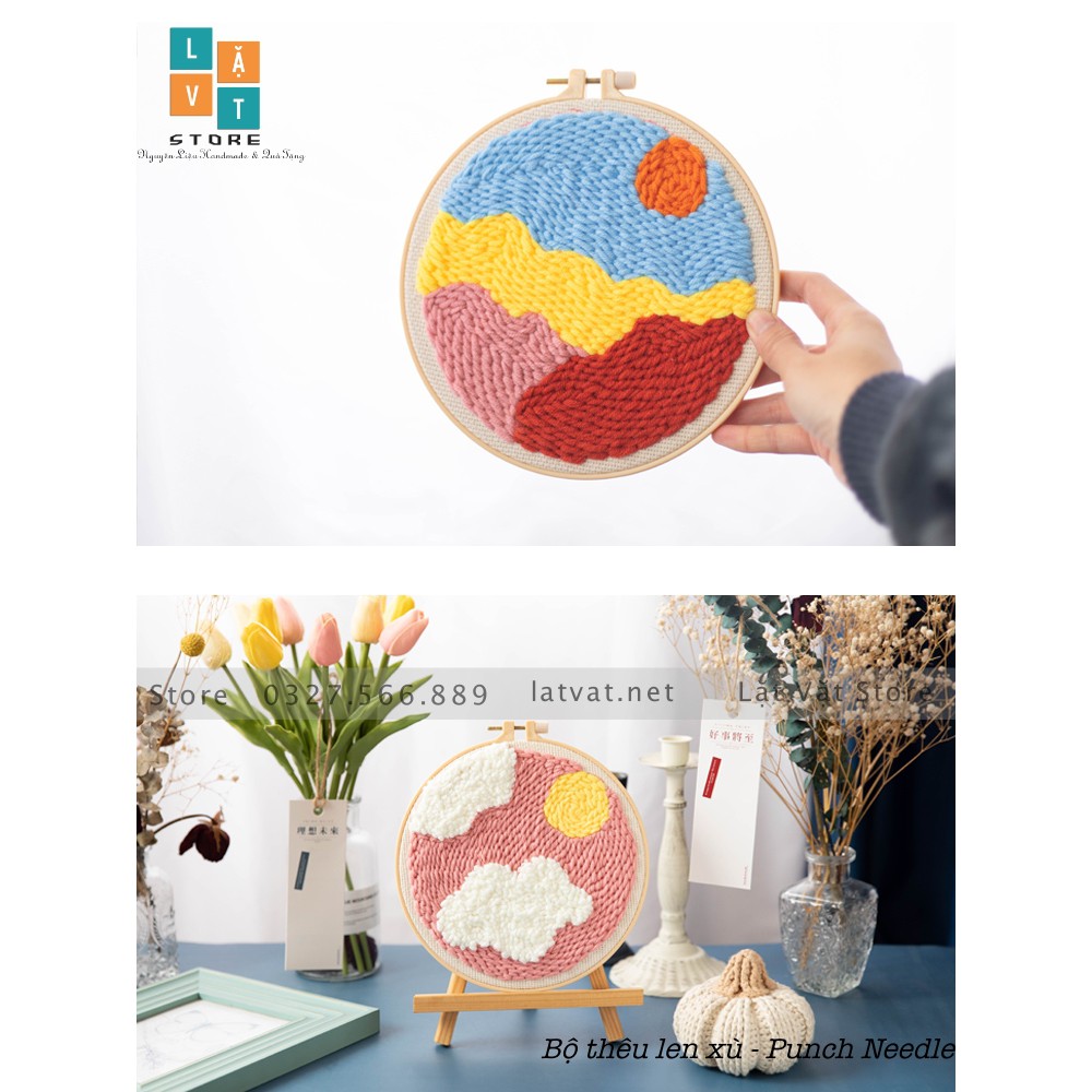 Bộ Thêu Len Xù Trang Trí Decor Thiên Nhiên - Punch Needle - Có Video hướng dẫn cơ bản